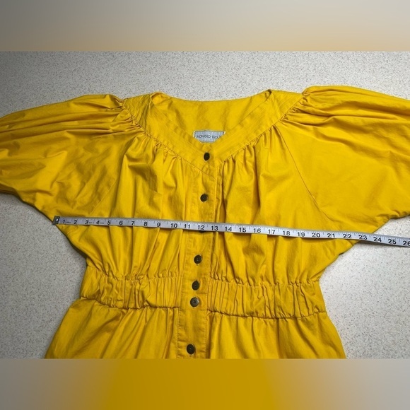 Howard Wolf Yellow Tea Length Dress Button Front Vintage Size 8 - Picture 8 of 13
